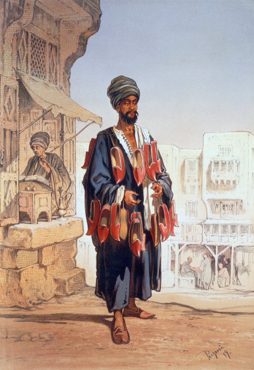 Sprzedawca pantofli, 1862 autorstwa Amadeo Preziosi