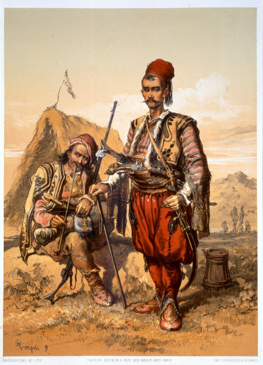 Tureccy żołnierze piechoty w armii osmańskiej, 1857 autorstwa Amadeo Preziosi