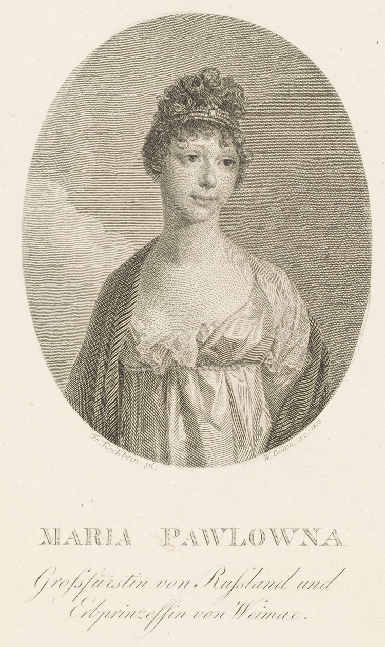 Wielka księżna Maria Pawłowna Rosji 1786-1859, wielka księżna Sachsen-Weimar-Eisenach, 1808. autorstwa Amadeus Wenzel Boehm