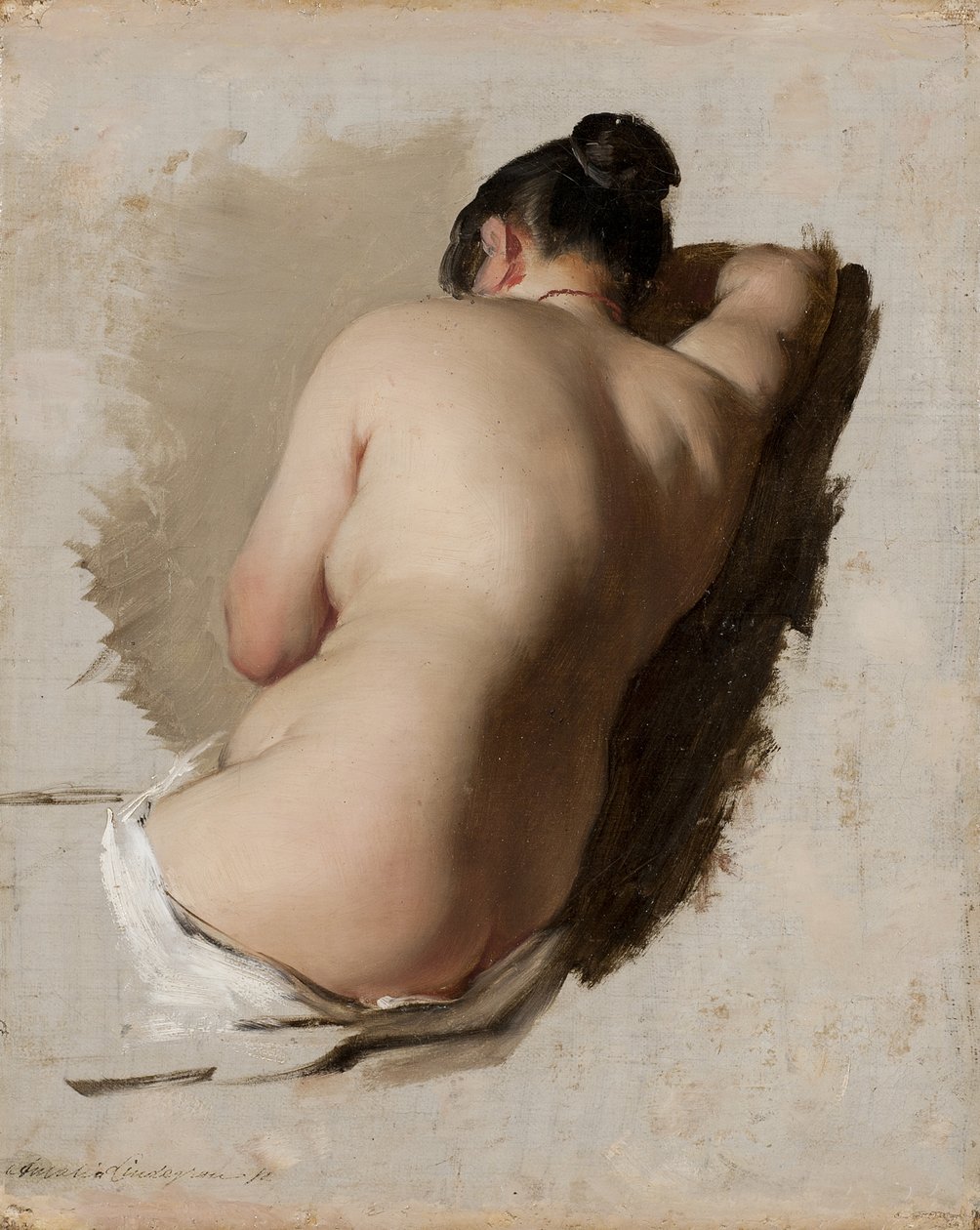 Studium aktu, ok. 1850 (olej na płótnie) autorstwa Amalia Lindegren