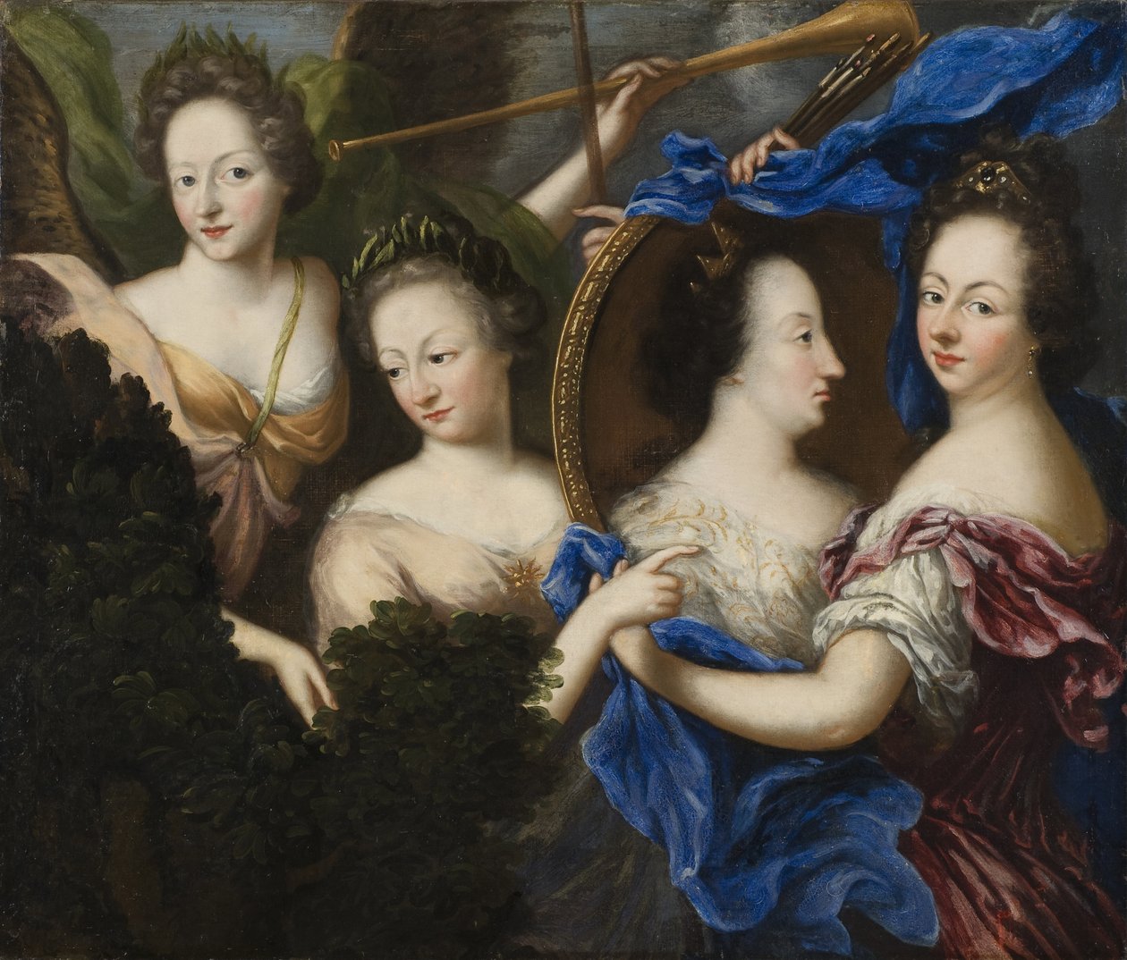 Alegoria z autoportretem i portretem profilowym Ulriki Eleonore, królowej Szwecji Finlandia - Alegoria z autoportretem i portretem profilowym Ulriki Eleonory Starszej (1656-1693), autorstwa Koenigsmarcka, Amalia Wilhelmina von (1663-1740). olej na płótnie autorstwa Amalia Wilhelmina von Konigsmarck