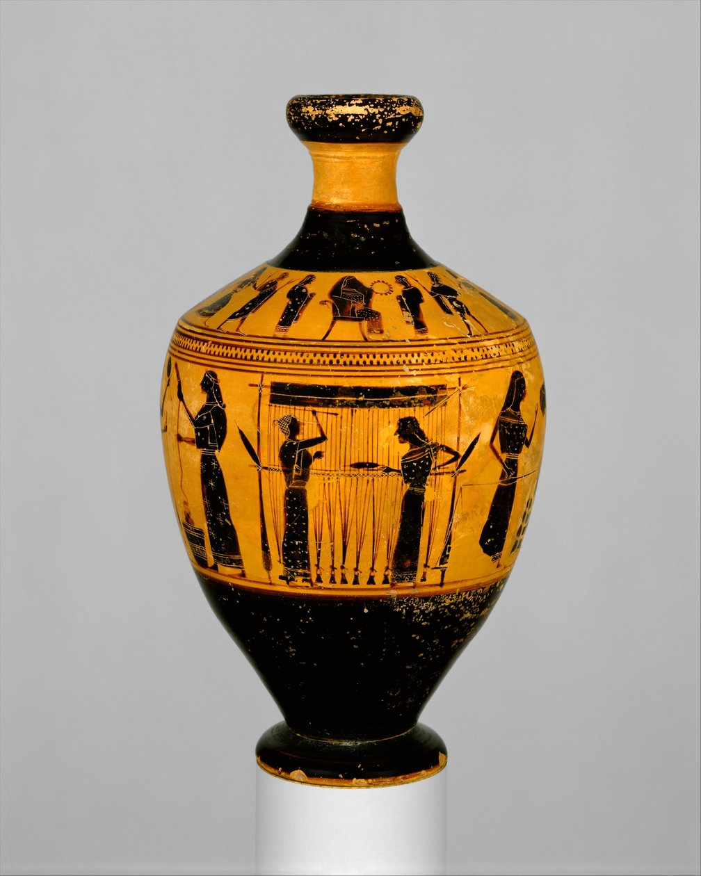 Lekythos, ok.550-530 pne (terakota) autorstwa Amasis Painter