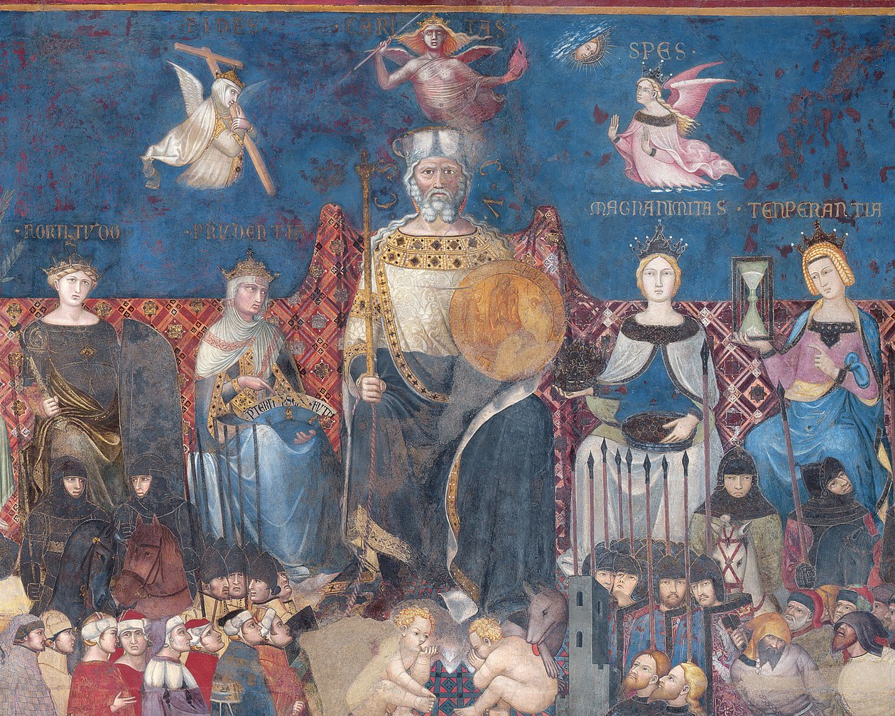 Fragment fresku Alegoria dobrego rządu, 1338-40 autorstwa Ambrogio Lorenzetti