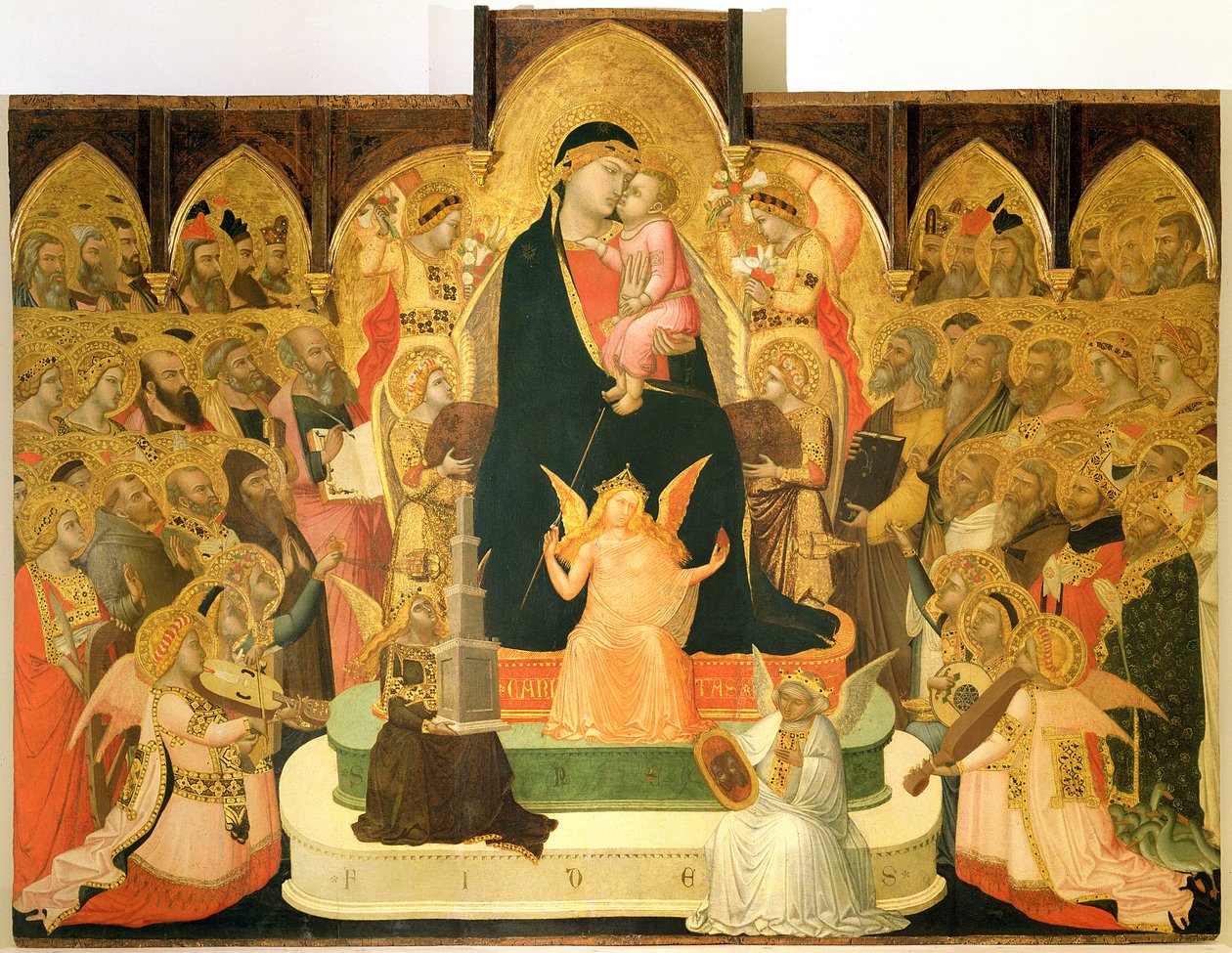 Maesta (tempera i złoto na panelu) autorstwa Ambrogio Lorenzetti
