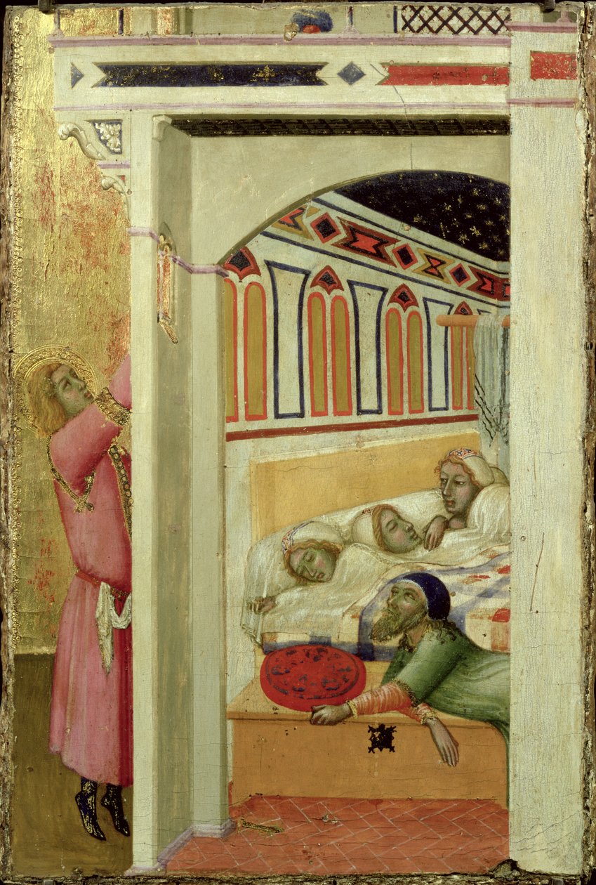 Miłosierdzie św. Mikołaja z Bari (tempera na drewnie) autorstwa Ambrogio Lorenzetti