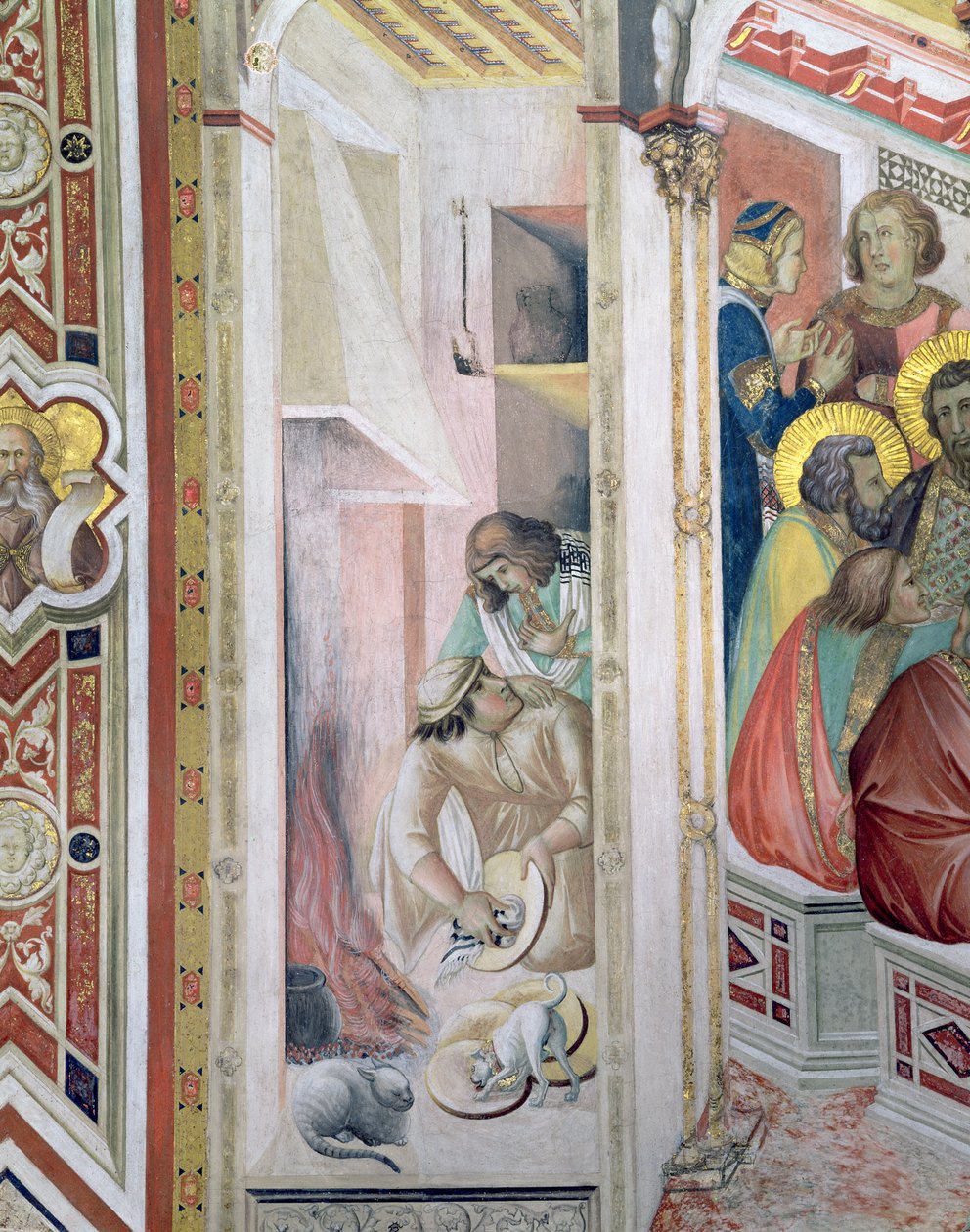 Ostatnia Wieczerza, fragment paleniska, 1325 (detal 182061) autorstwa Ambrogio Lorenzetti