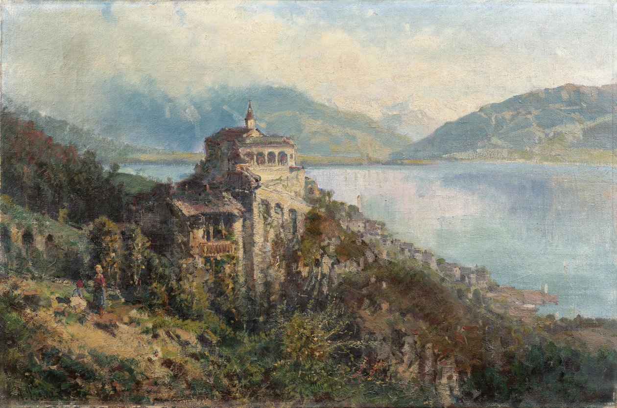 Widok Morcote na jezioro Lugano autorstwa Ambrogio Preda