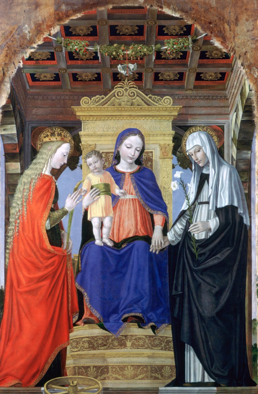 Dziewica z Dzieciątkiem ze św. Katarzyną Aleksandryjską i św. Katarzyną ze Sieny, c1490 autorstwa Ambrogio Bergognone