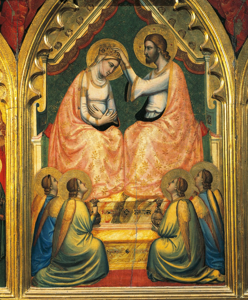 Koronacja Matki Boskiej (tempera na panelu) autorstwa Ambrogio Bondone (workshop) Giotto