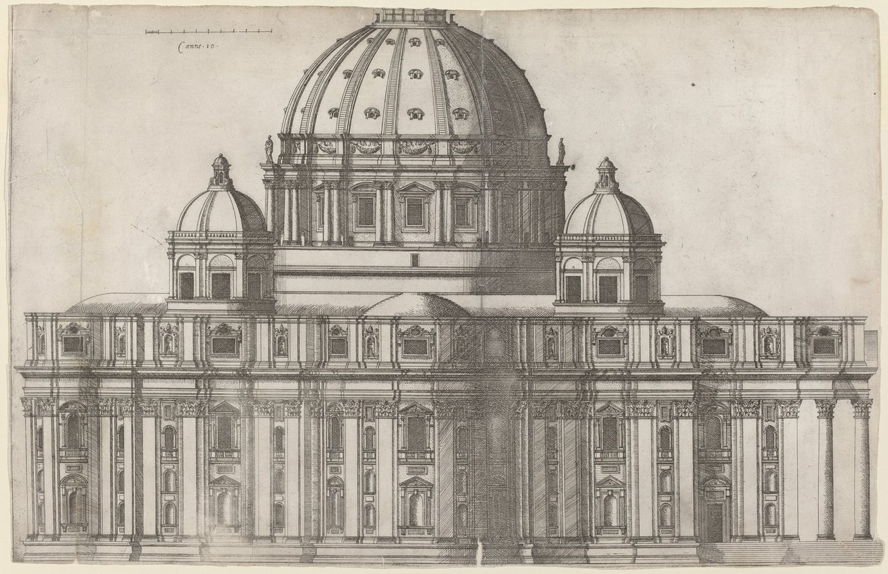 Widok podłużny na Bazylikę Świętego Piotra w Rzymie autorstwa Ambrogio Brambilla, after Michelangelo