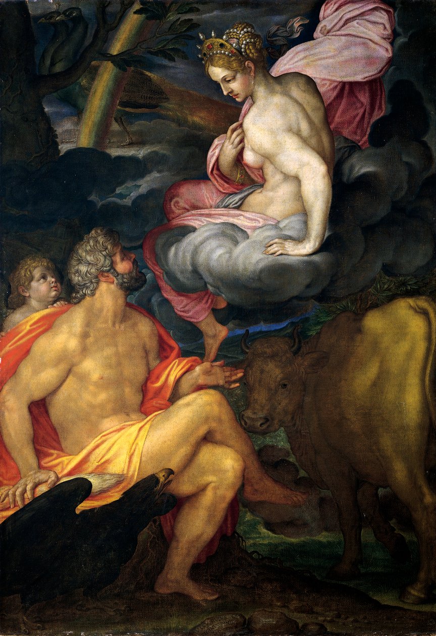 Jowisz, Juno i Io, Ambrogio Figino, olej na płótnie, 211x145 cm autorstwa Ambrogio Giovanni Figino