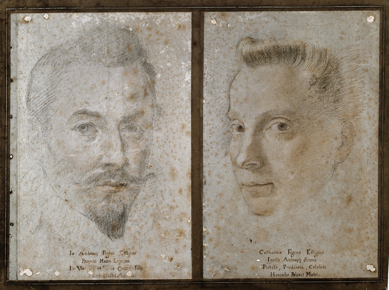 Autoportret i portret siostry malarza (Rysunek autorstwa Ambrogio Giovanni Figino
