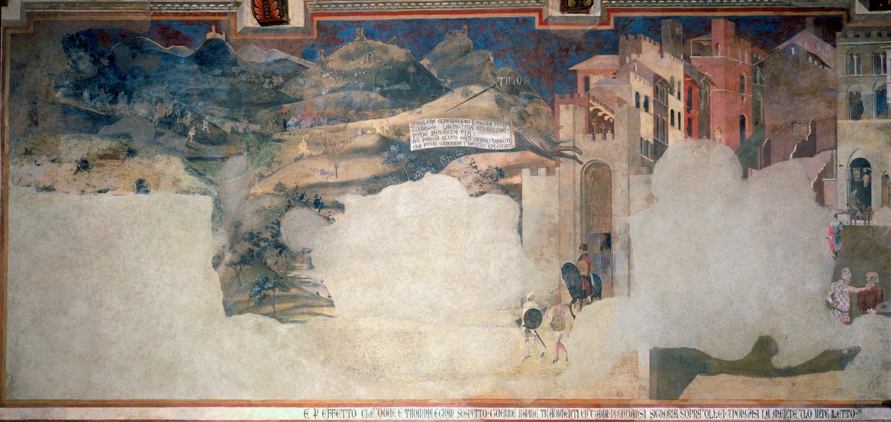 Alegoria Złego Rządu, fragment z Sala della Pace w Palazzo Pubblico, Siena autorstwa Ambrogio Lorenzetti