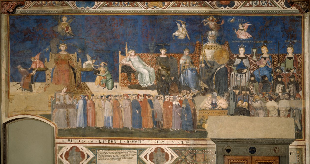 Alegoria Dobrego Rządu Cykl fresków Alegoria Dobrego i Złego Rządu, 1338-1339 autorstwa Ambrogio Lorenzetti