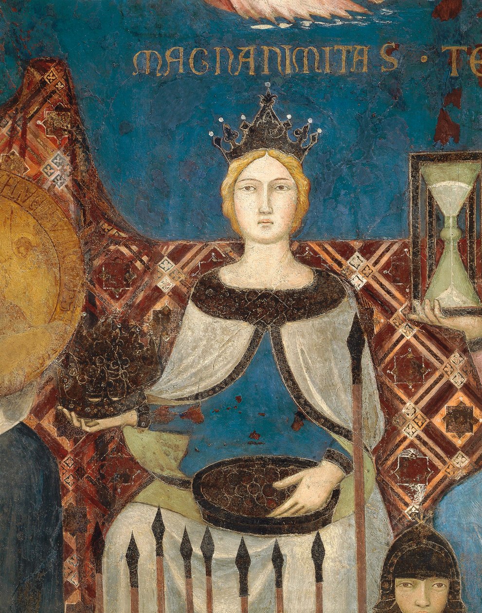 Alegoria dobrego rządu, wielkoduszności i hojności, szczegół z Alegoria i wpływ dobrego i złego rządu na miasto i wieś autorstwa Ambrogio Lorenzetti