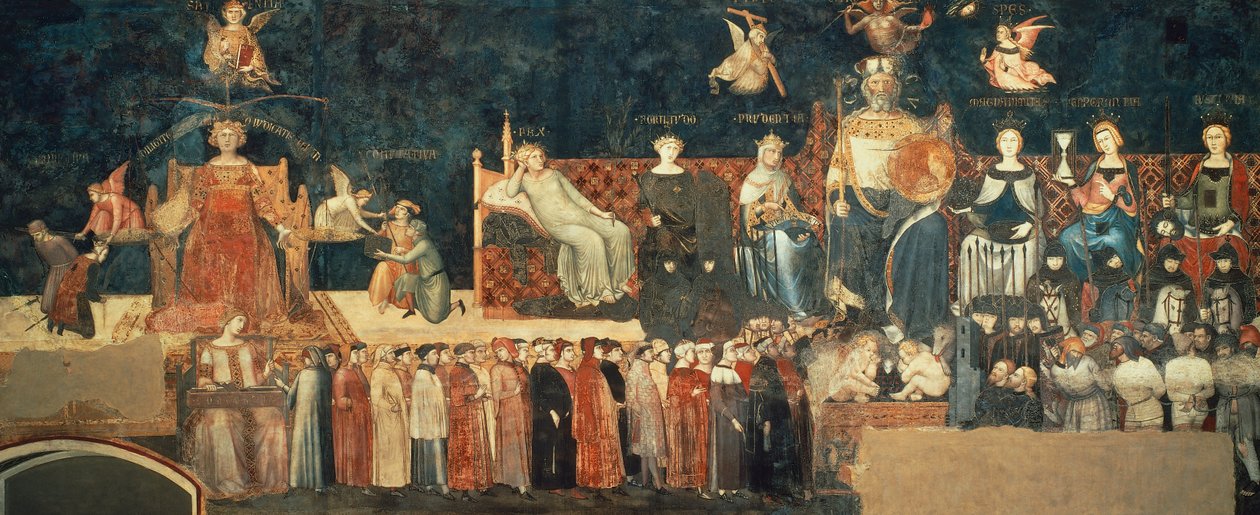 Alegoria dobrego rządu, fragment z Alegorii i skutki dobrego i złego rządu w mieście i na wsi autorstwa Ambrogio Lorenzetti