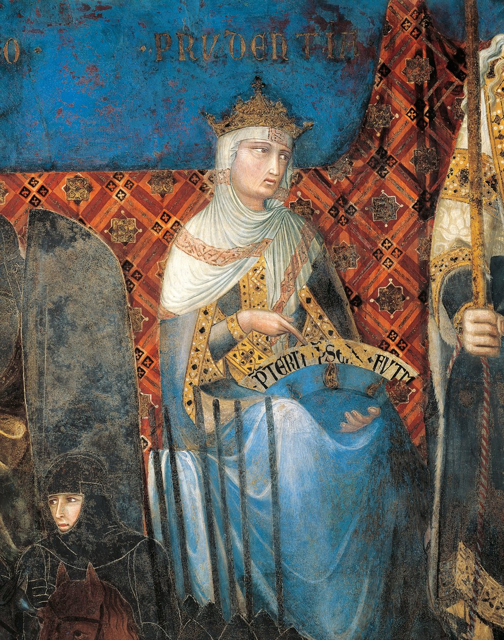 Alegoria dobrego rządu, roztropność, szczegół z Alegorii i skutki dobrego i złego rządu w mieście i na wsi autorstwa Ambrogio Lorenzetti