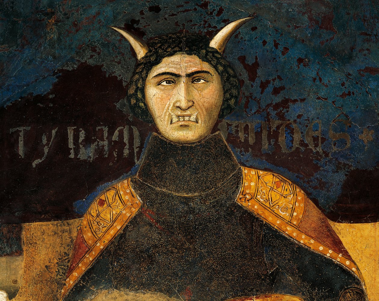 Alegoria złego rządu, tyranii, szczegół z Alegorii i skutki dobrego i złego rządu w mieście i na wsi autorstwa Ambrogio Lorenzetti