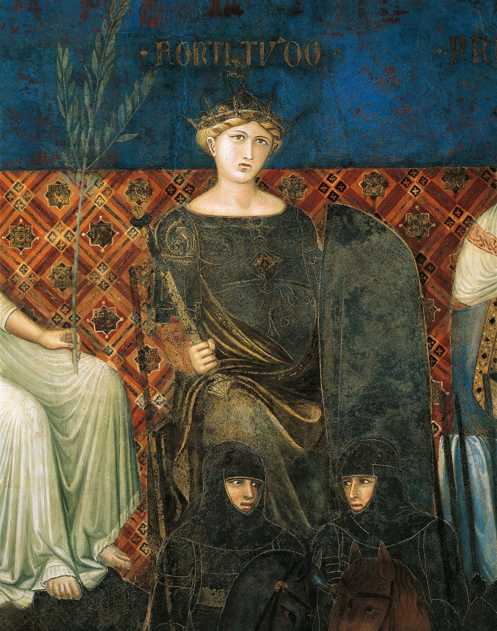 Alegoria siły, szczegół z Alegorii i skutki dobrych i złych rządów w mieście i na wsi autorstwa Ambrogio Lorenzetti