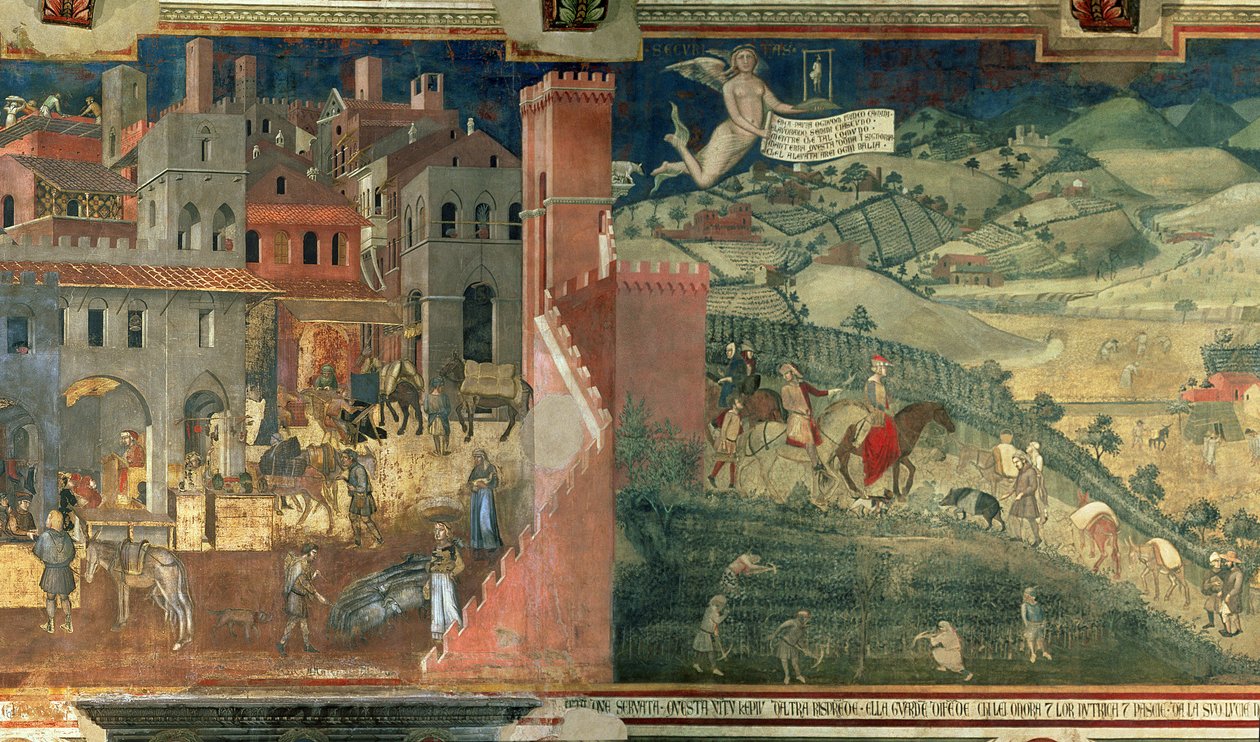 Skutki dobrego rządu, c.1338 autorstwa Ambrogio Lorenzetti