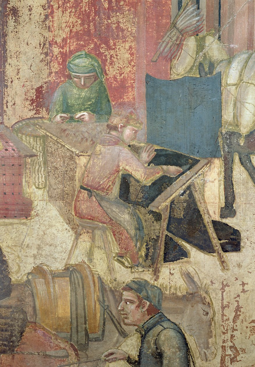 Efekty dobrego rządu w mieście, szczegóły dotyczące tkaczy, 1338-40 autorstwa Ambrogio Lorenzetti