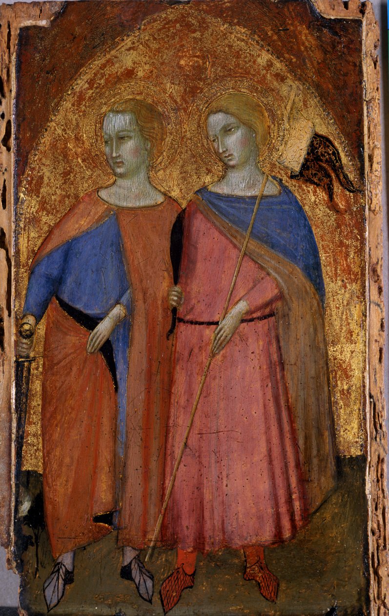 Święci Galganus i Ansanus, ok. 1360 (tempera na drewnie topoli) autorstwa Ambrogio Lorenzetti
