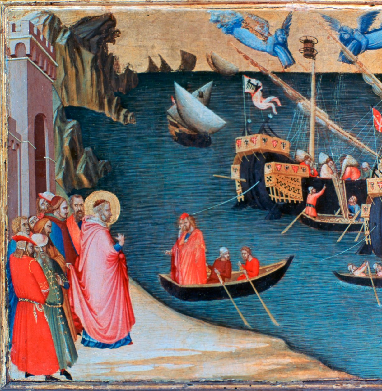 Św. Mikołaj ratuje Mirę przed głodem, c1327-1332 autorstwa Ambrogio Lorenzetti