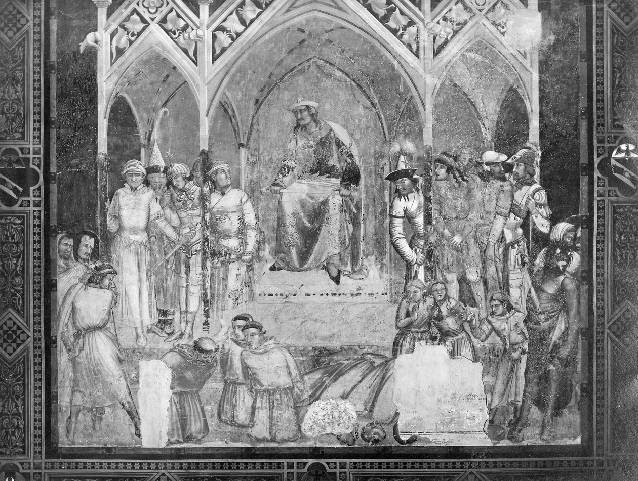 Ścięcie mnichów franciszkańskich przed sułtanem, ok. 1331 autorstwa Ambrogio Lorenzetti