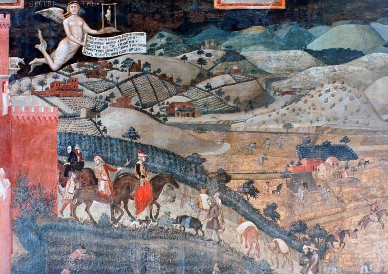 Skutki dobrych rządów na wsi, szczegół, 1338-1340 autorstwa Ambrogio Lorenzetti