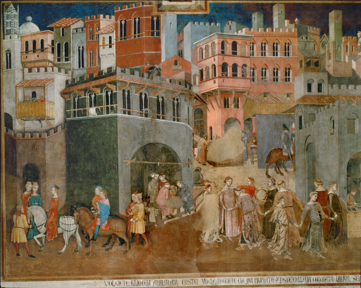 Błogosławieństwa dobrego rządu (fresk) autorstwa Ambrogio Lorenzetti