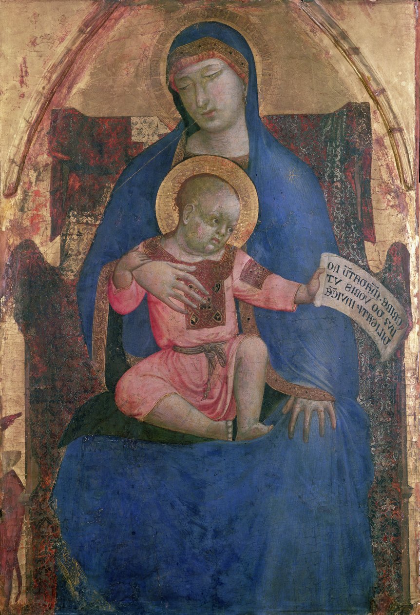 Dziewica z Dzieciątkiem na tronie, XIV wiek autorstwa Ambrogio Lorenzetti