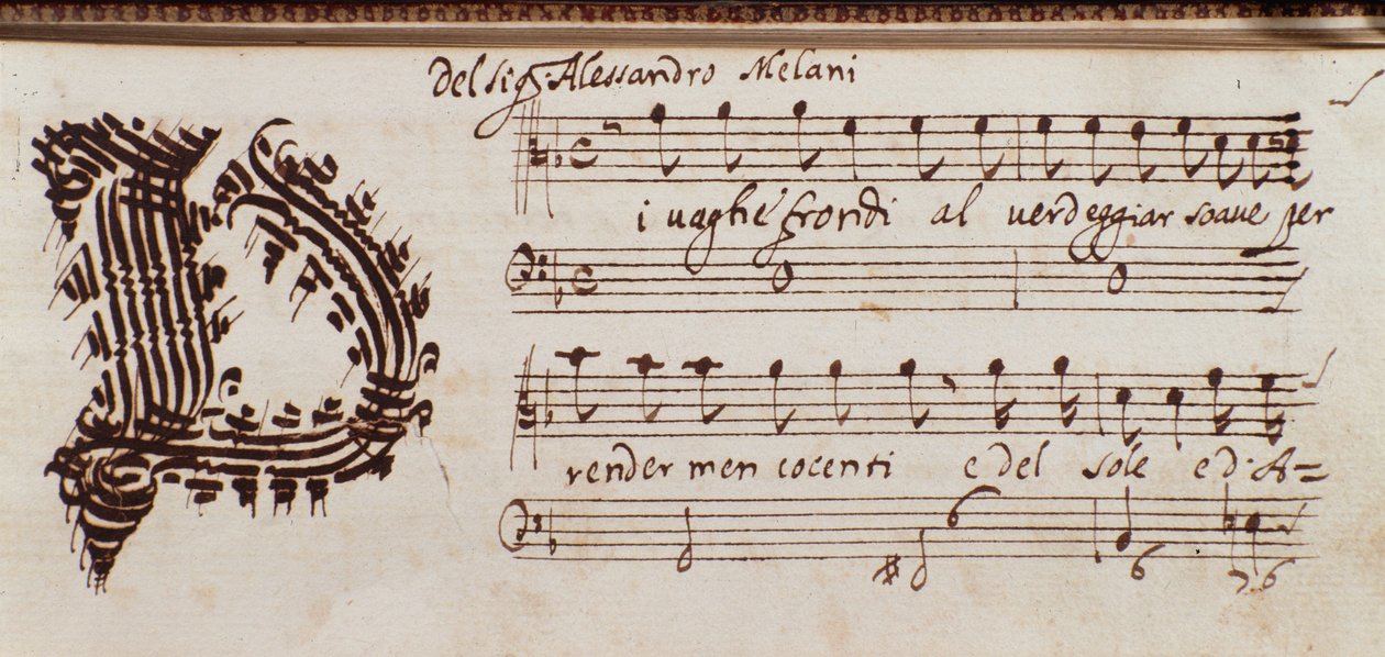 Strona zbioru partytur Alessandro Stradelli autorstwa Ambrogio Preda