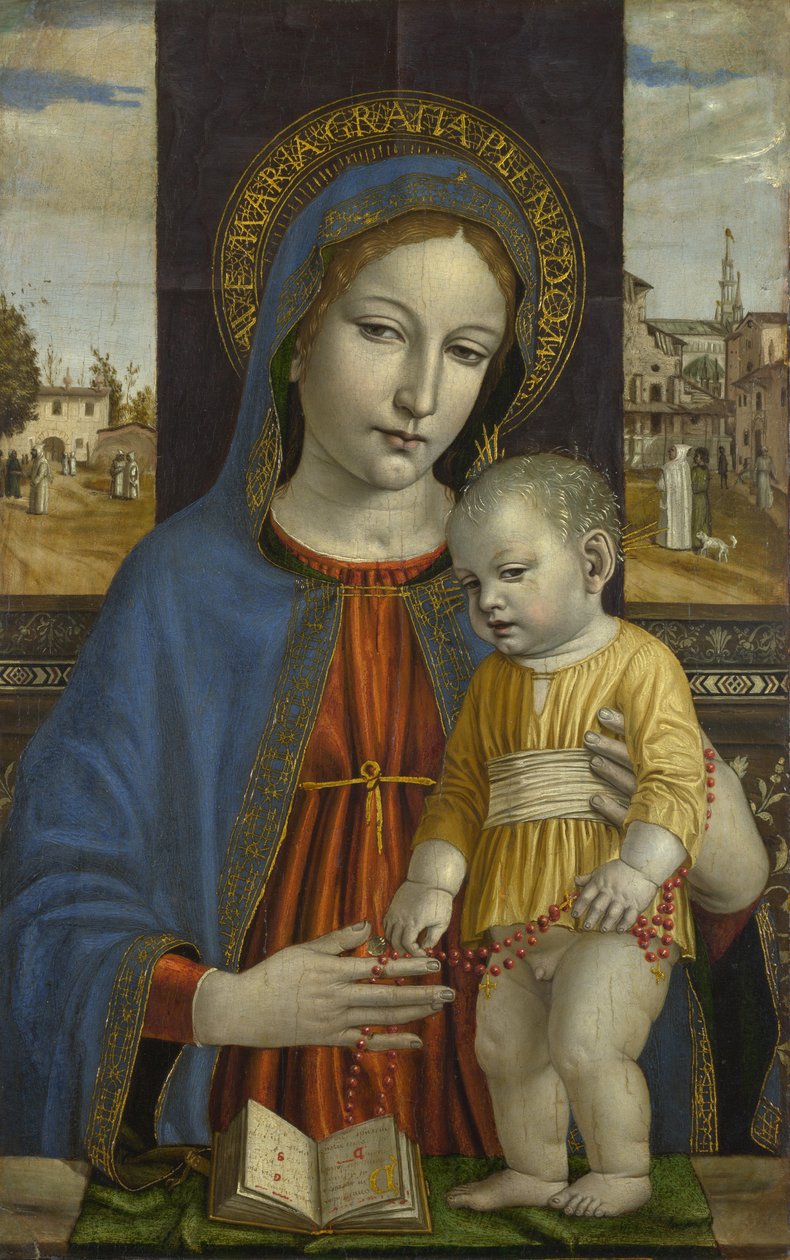 Dziewica z Dzieciątkiem, ok. 1488-90 (olej na topoli) autorstwa Ambrogio da Fossano (c.1460 1523)