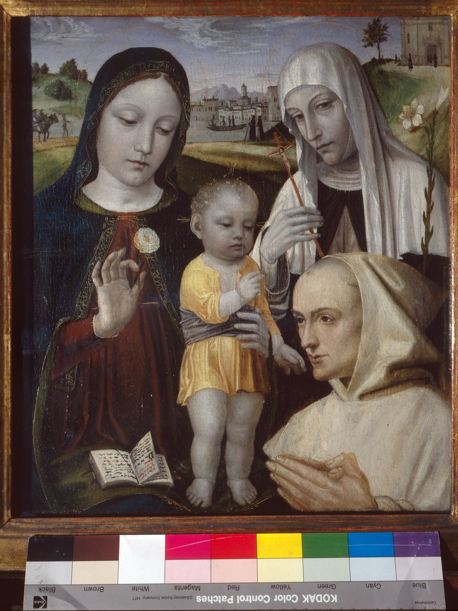 Madonna z Dzieciątkiem, Święta Katarzyna ze Sieny i mnich kartuzów autorstwa Ambrogio da Fossano (c.1460 1523)