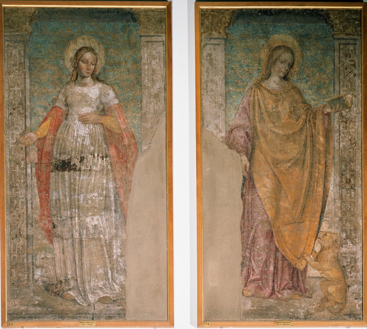 Św Agnieszki Rzymskiej i Św. Martiny Rzymskiej (Fresco autorstwa Ambrogio da Fossano (c.1460 1523)
