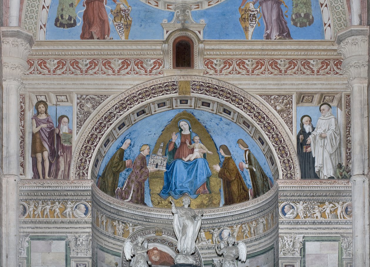 Gian Galeazzo Visconti i synowie ofiarowujący Matce Bożej model Kapituły, 1500-1522 autorstwa Ambrogio da Fossano