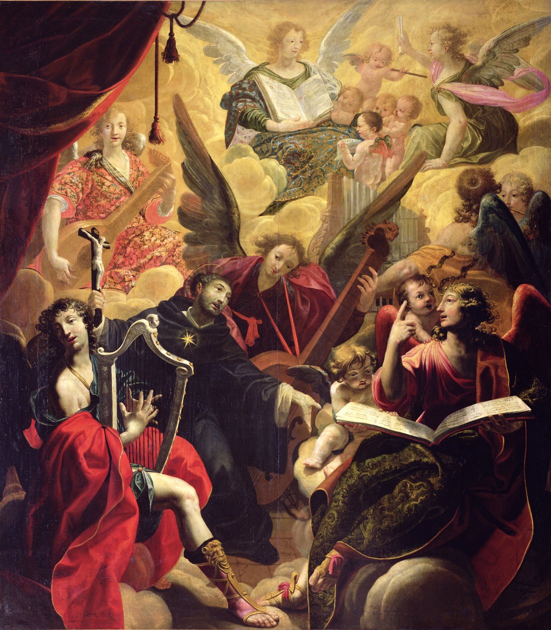 Święty Mikołaj z Tolentino z koncertem aniołów, 1650 r. autorstwa Ambroise Fredeau