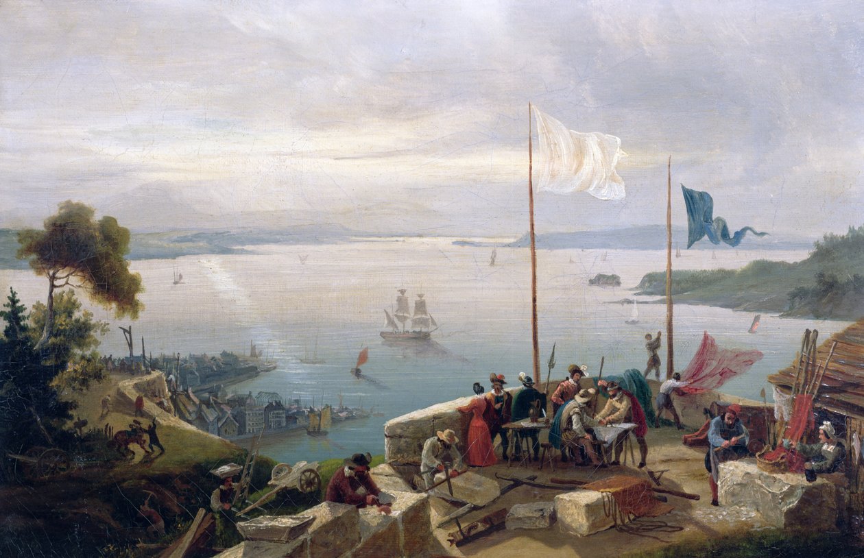 Założenie miasta Quebec przez Samuela de Champlaina w 1608, 1848 autorstwa Ambroise Louis Garneray