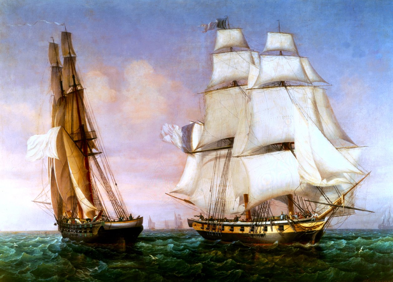 Napoleon opuszcza wyspę Elbę, 28 lutego 1815 autorstwa Ambroise Louis Garneray