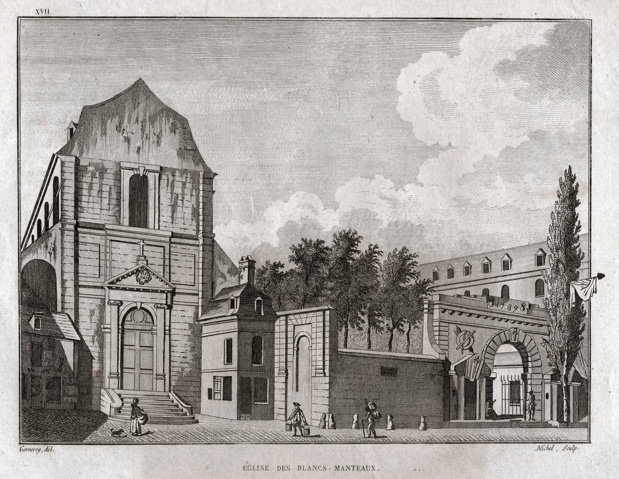Kościół Blancs Manteaux w dzielnicy Marais w Paryżu. ok. 1780 (Grawerowanie) autorstwa Ambroise Louis Garneray