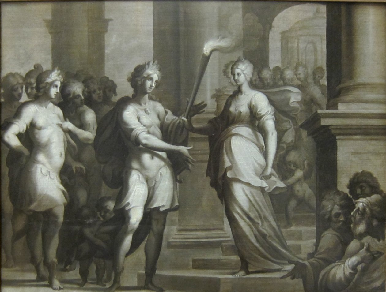 Theagene otrzymuje pochodnię od Chariclée autorstwa Ambroise Dubois