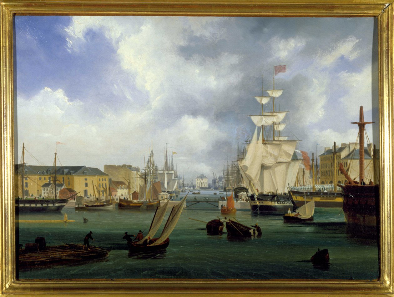 Port Le Havre, Grand Bassin, Louis Garneray, sd. ok. 1820, olej na płótnie, H. 0,330; L. 0,460. CCIP Dz. autorstwa Ambroise Louis Garneray
