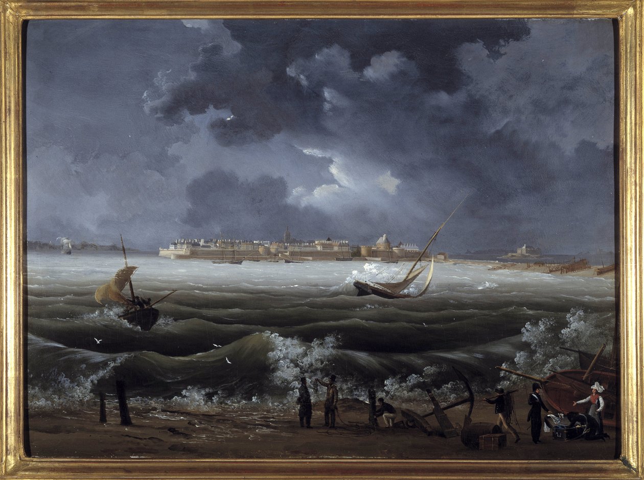 Saint Malo, Louis Garneray, sd. ok. 1820, Olej na płótnie, H. 0,330; L. 0,460. CCIP Dz. autorstwa Ambroise Louis Garneray