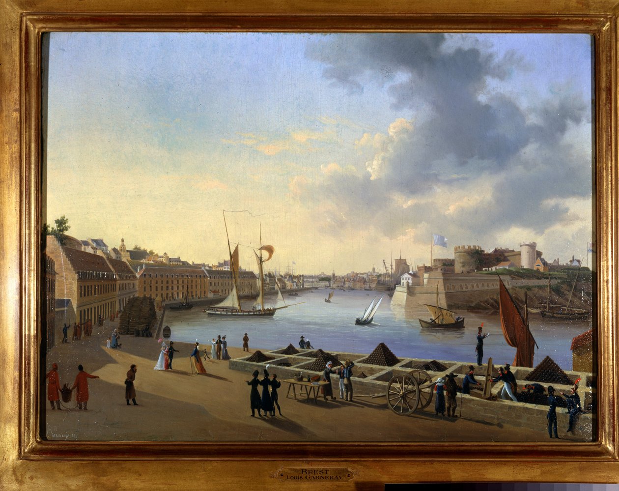 Port Brześć i Zasób Artyleryjski - obraz Louisa Garneraya, ok. 1820, Olej na płótnie, H. 0,330; L. 0,460. CCIP Dz. autorstwa Ambroise Louis Garneray