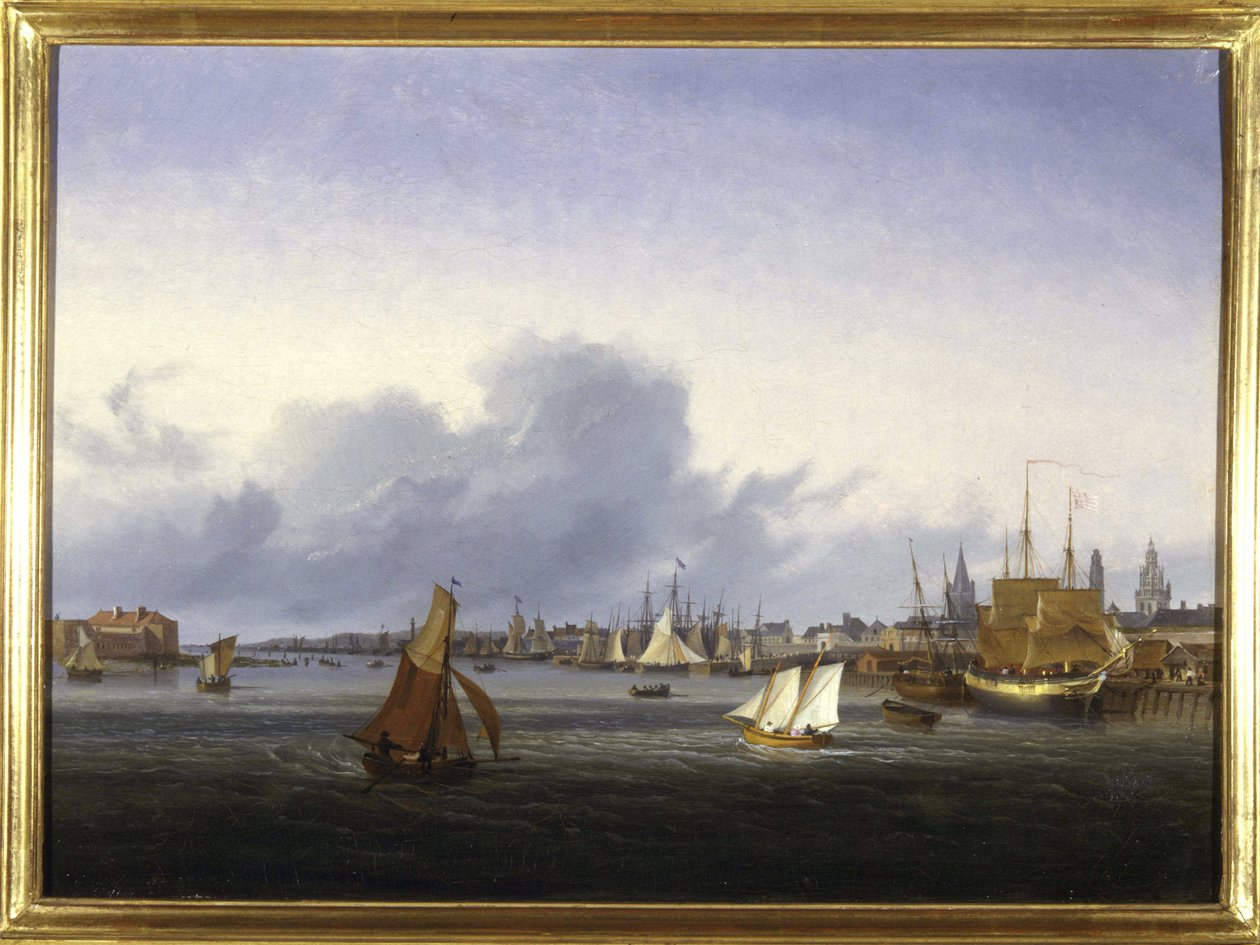 Port w Calais, Louis Garneray, sd. ok. 1820, Olej na płótnie, H. 0,330; L. 0,460. CCIP Dz. autorstwa Ambroise Louis Garneray