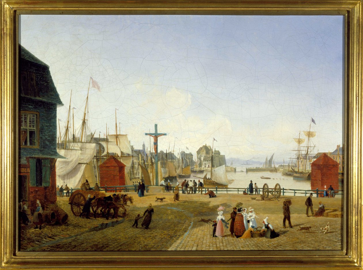 Port w Honfleur, Louis Garneray, sd. ok. 1820, Olej na płótnie, H. 0,330; L. 0,460. CCIP Dz. autorstwa Ambroise Louis Garneray