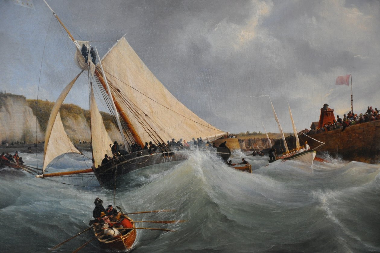 kuter państwowy Furet w służbie Jej Królewskiej Wysokości Księżnej de Berry opuszczający port Dieppe autorstwa Ambroise Louis Garneray