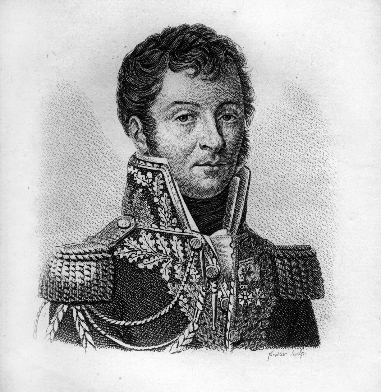 Auguste Julien Bigarré 1775-1838 - w „” Portrety francuskich generałów po zwycięstwach i podbojach Francuzów””. Grawerowane przez Ambroise Tardieu w 1818 roku. Kolekcja Stella. autorstwa Ambroise Tardieu
