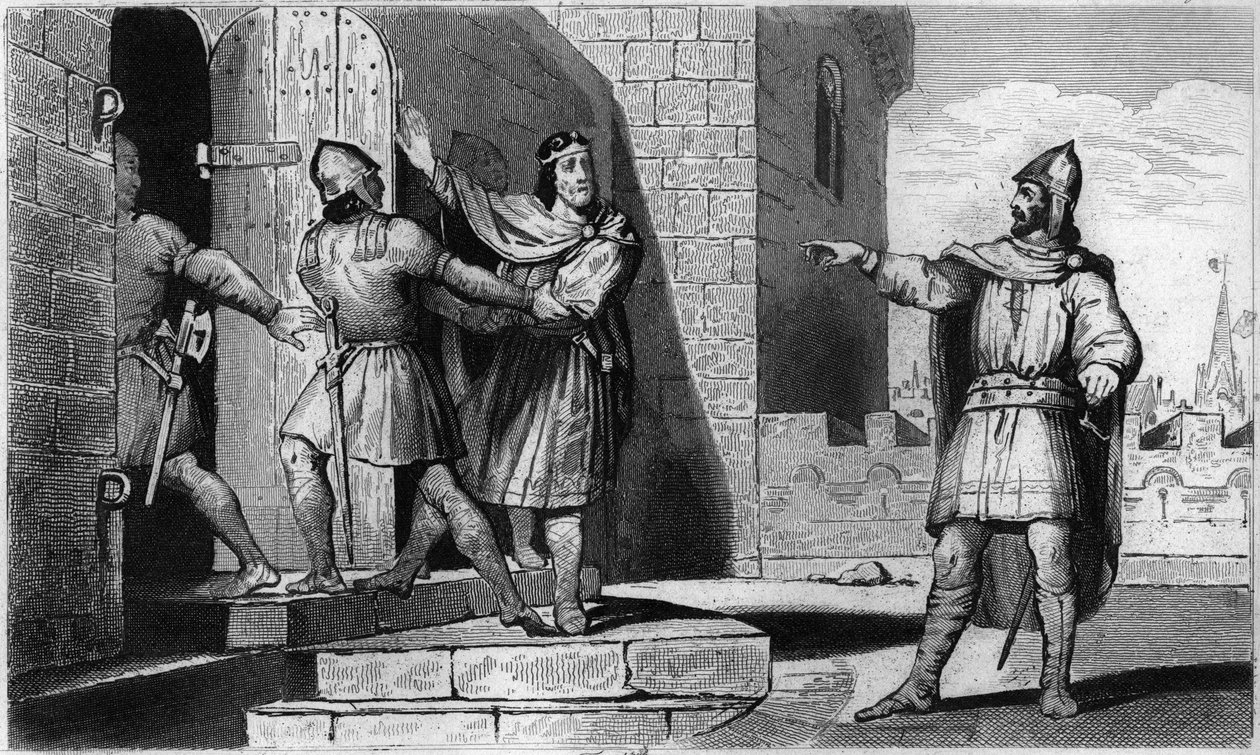 Karol III (879-929) Prosty wzięty do niewoli przez jednego ze swoich żołnierzy w 923 - Uwięzienie Karola III Prostego (879-929), 923: wiara w szukanie schronienia u Herberta z Vermandois, byłego króla franków zostaje zdradzony przez niego i wysłany do więz autorstwa Ambroise Tardieu