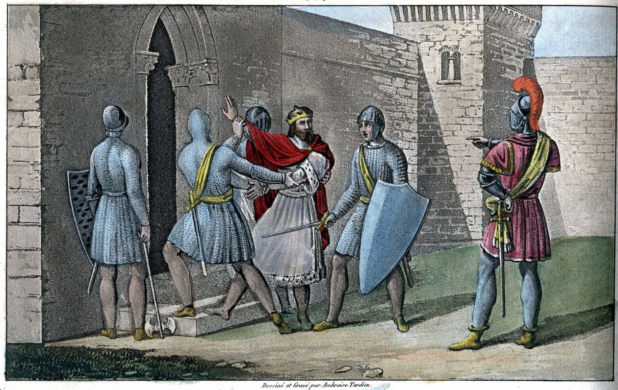 Karol III, „Prosty” (879-929), dynastia karolińska. Zdetronizowany w 922 i zmuszony do ratunku schronił się u Herberta II z Vermandois (ok. 880-943), który w 923 więził go w zamku Peronne. - Zaprojektował i rytował Ambroise Tardi autorstwa Ambroise Tardieu